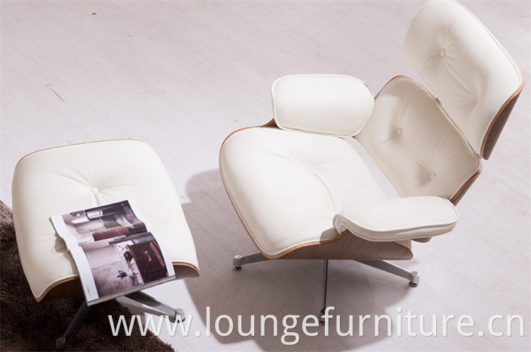 Real Leather Comfortable Chair Designed Chair Modern Wooden Leather Leisure Chair